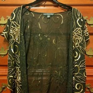 Aidan Mattox Black Sequined Shawl